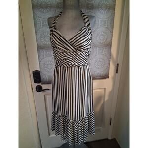 Black and white stripped halter dress